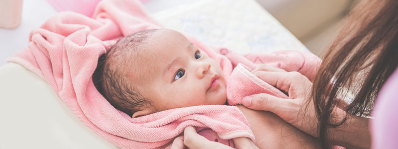 pink newborn baby towel